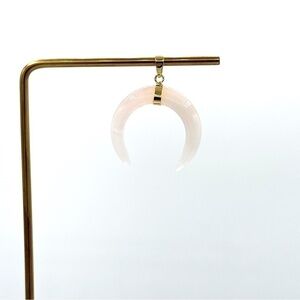 Rose quartz quarter moon pendant